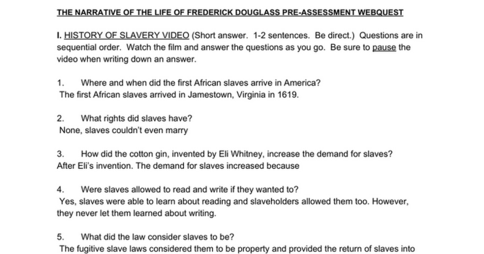 Analyzing text frederick douglass answer key