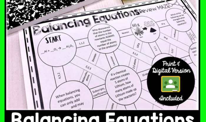 Balancing and reaction types maze answer key