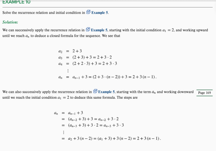 Solve these recurrence relations together with the initial conditions given